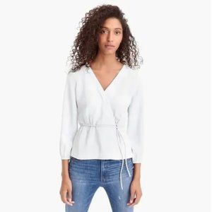 JCrew Petite White Faux Wrap Top